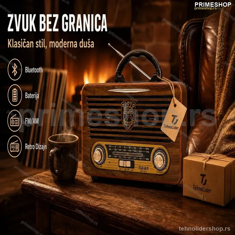 Retro Radio sa Bluetoothom – Bežično Povezivanje i Punjiva Baterija Retro Radio sa Bluetoothom – Bežično Povezivanje i Punjiva Baterija