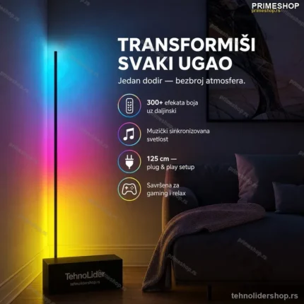 RGB Ugaona Lampa sa 300+ Efekata Boja i Daljinskim Upravljačem