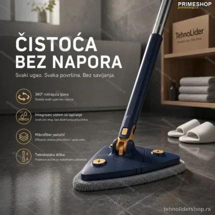 Rotirajući Mop Brisko 360° – Teleskopski Džoger sa Mikrofiber Krpom