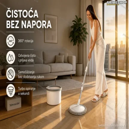 Rotirajući mop sa kofom koji se sam čisti – čistoća bez napora
