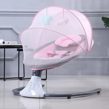 Roze električna ljuljaška za bebe sa Bluetoothom
