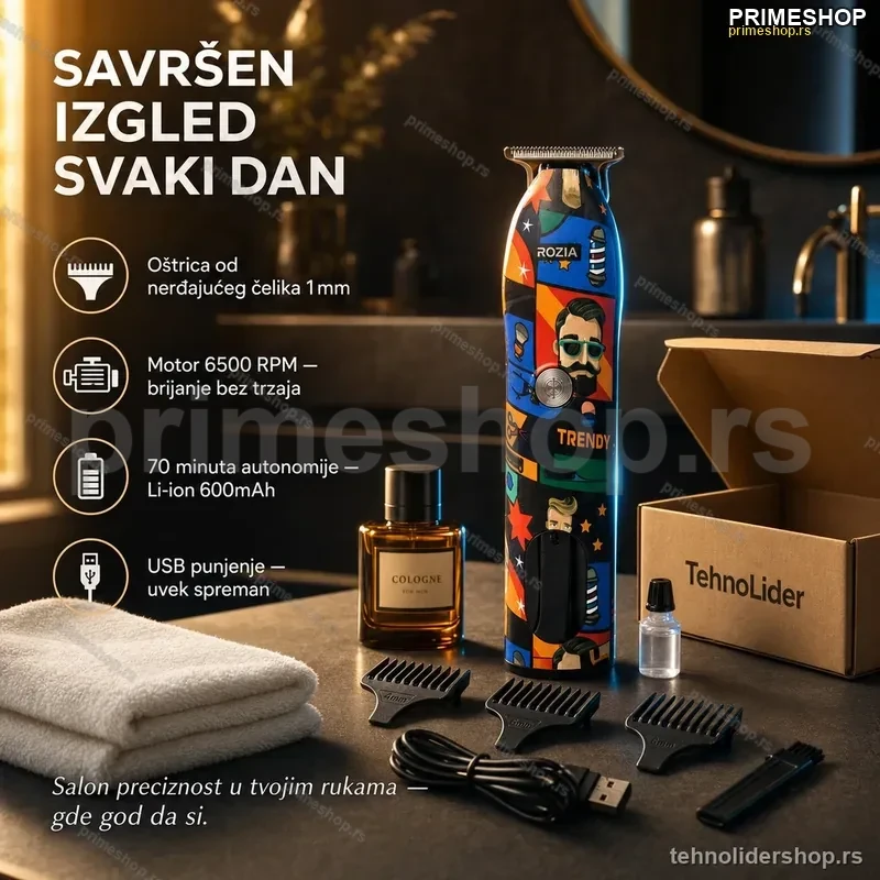 Rozia Trendy Mašinica za Šišanje i Brijanje – LED Displej, USB Punjenje Rozia Trendy Mašinica za Šišanje i Brijanje – LED Displej, USB Punjenje