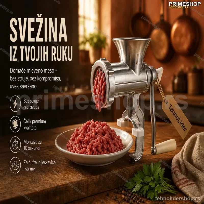 Ručna Mašina za Mlevenje Mesa – Klasična, Bez Struje Ručna Mašina za Mlevenje Mesa – Klasična, Bez Struje