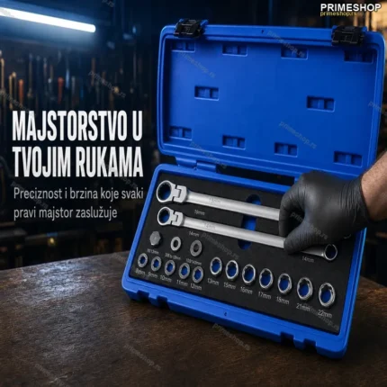 Set Brzih Ključeva sa Adapterima – 17 Delova za Profesionalnu Upotrebu
