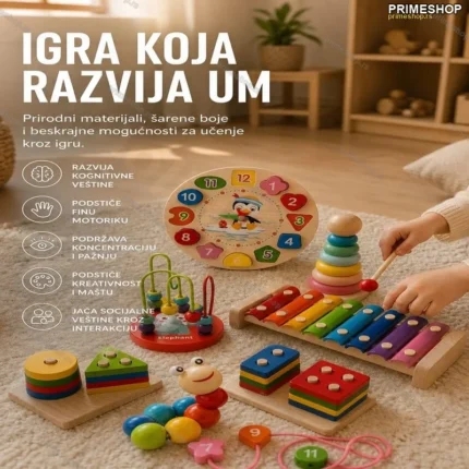 Set od 6 Drvenih Edukativnih Igračaka za Decu