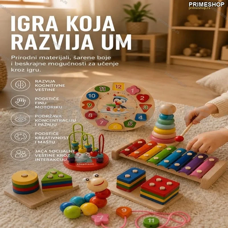 Set od 6 Drvenih Edukativnih Igračaka za Decu Set od 6 Drvenih Edukativnih Igračaka za Decu