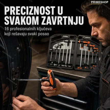 Set Torex i Imbus Ključeva sa T Ručkom – 16 Komada, Chrome Vanadium