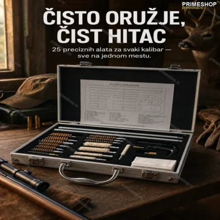 Set za čišćenje oružja u aluminijskom koferu — 25 delova