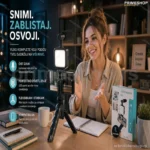 Set za Snimanje Videa sa Kardioidnim Mikrofonom, LED Svetlom i Stativom