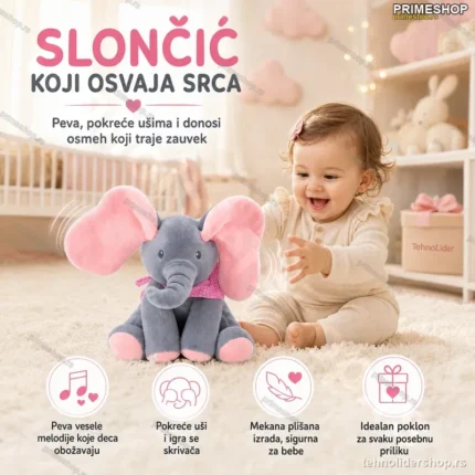 Slončić Koji Peva i Pokriva se Ušima