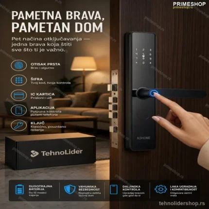 Smart Brava sa 5 Načina Otključavanja – Otisak Prsta, Šifra, Kartica, TTLock i Ključ