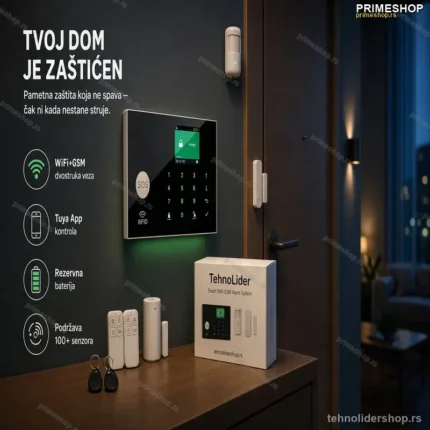Smart WiFi GSM Alarm sa SIM Karticom i Rezervnom Baterijom – Pametni Kućni Alarmni Sistem