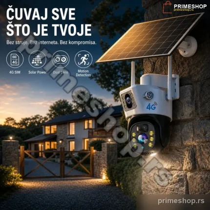 Solarna 4G WiFi kamera sa dva sočiva TP14 — bez struje i interneta, za spoljnu upotrebu