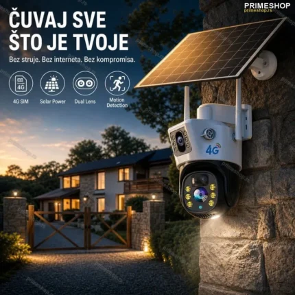 Solarna 4G WiFi kamera sa dva sočiva TP14 — bez struje i interneta, za spoljnu upotrebu