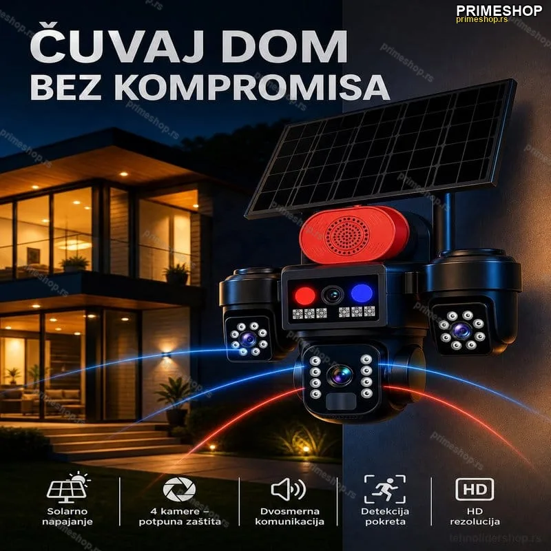 Solarna PTZ Kamera sa Tri Sočiva 4G 25Mpix – Bežični Nadzor 24/7