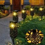 Solarni fenjer za baštu set od 6 komada crni