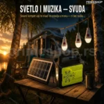 Solarni komplet sa akumulatorom, Bluetooth zvučnikom i 3 LED sijalice
