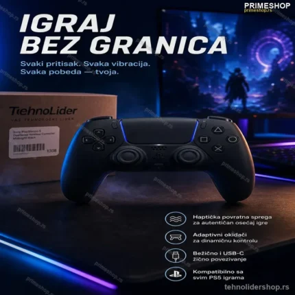 Sony PlayStation 5 DualSense Kontroler – Crni Džojstik za PS5