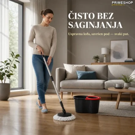Spin Mop sa rotirajućom glavom PROFF Black — čišćenje bez saginjanja