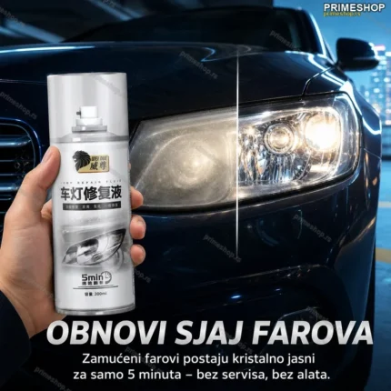 Sprej za Poliranje Farova – Vraća Sjaj Zamućenim i Požutelim Farovima
