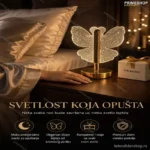 Stona Lampa Leptir – Dekorativno Svetlo za Spavaću Sobu