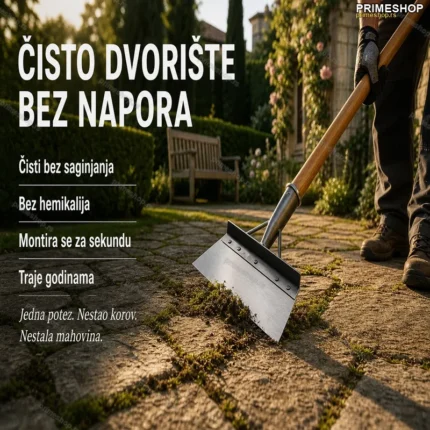 Strugač za Korov i Mahovinu – Alat za Čiste Staze i Dvorišta