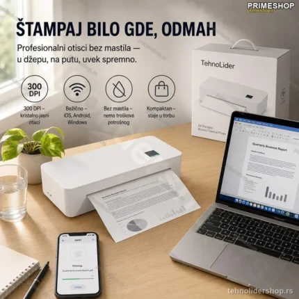 Termalni Štampač A4 – Bežično Štampanje bez Mastila