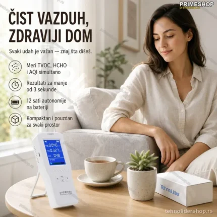 Tester Kvaliteta Vazduha — Merač TVOC, HCHO i CO₂ za Dom i Poslovni Prostor