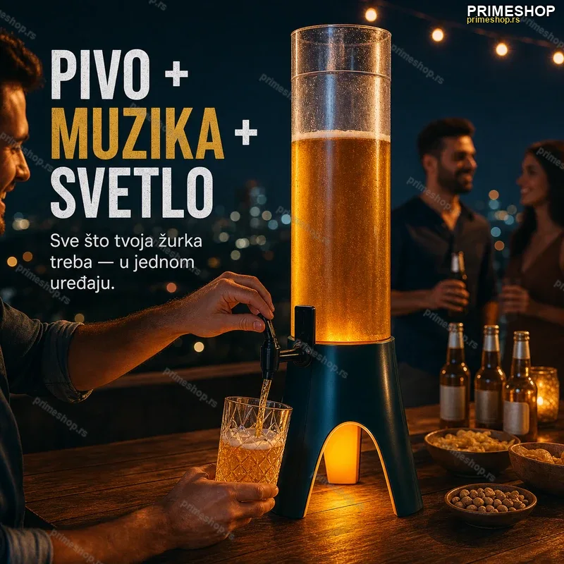 Točilica za pivo 3L sa LED svetlom i Bluetooth zvučnikom