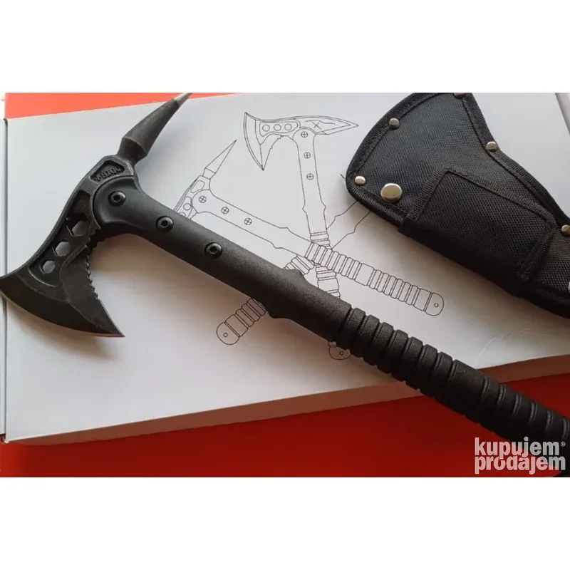 Tomahavk sekirica s bodljom — čelično sečivo 40 cm tomahavk sekirica - prednja strana