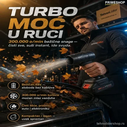 Turbo Pištolj za Vazduh – Bežični Fen na Bateriju 48V