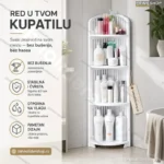 Ugaona kupatilska polica – organizacija bez bušenja