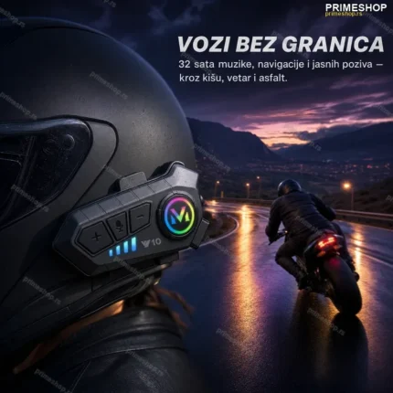 V10 Pro Intercom Bluetooth Slušalica za Kacigu — 32h Baterija, IPX6 Zaštita