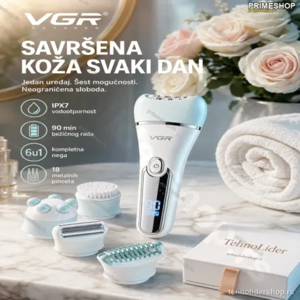 VGR 733 Epilator Set 6u1 – Električni Epilator za Lice i Telo