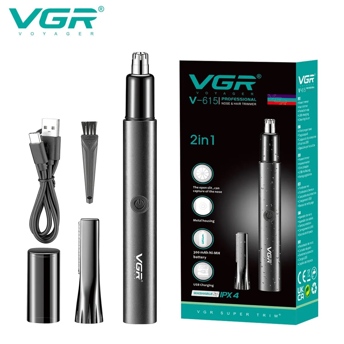 VGR V-615 Trimer za nos, uši i obrve 2u1 trimer za nos - prednja strana