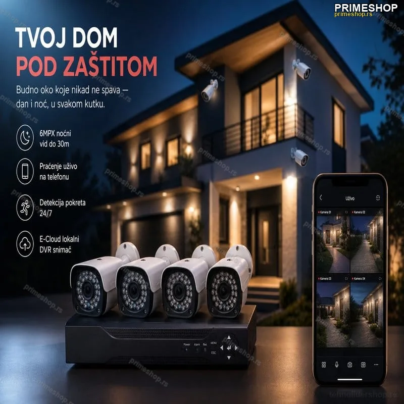 Video nadzor sa 4 kamere 6MPX! Novo! Akcija