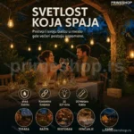 Viseća Rasveta za Dvorište 20m – Dekorativni Kabl sa 20 E27 Grla