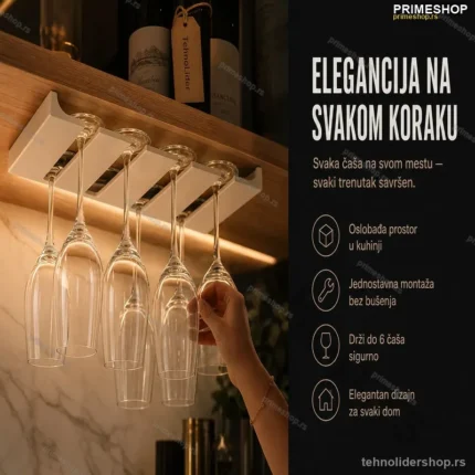 Viseći držač čaša za vino, šampanjac i koktele