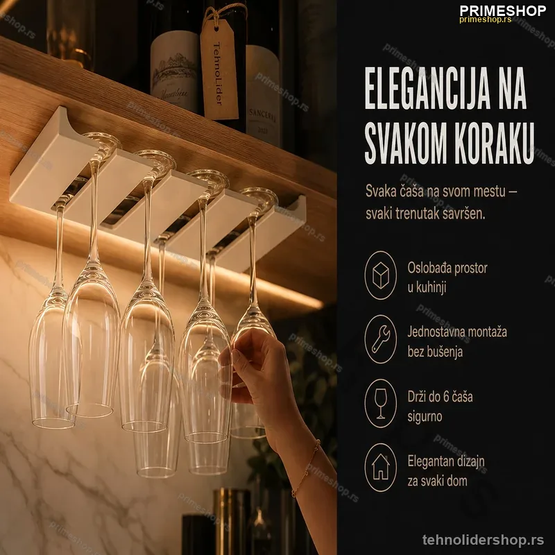 Viseći držač čaša za vino, šampanjac i koktele Viseći držač čaša za vino, šampanjac i koktele