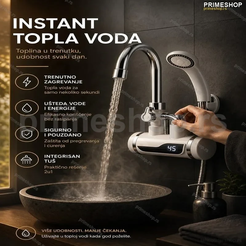 Zidna Slavina sa Tušem i Protočnim Bojlerom – Instant Topla Voda Zidna Slavina sa Tušem i Protočnim Bojlerom – Instant Topla Voda