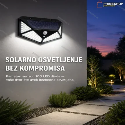 Zidna solarna lampa sa senzorom pokreta i 100 LED dioda