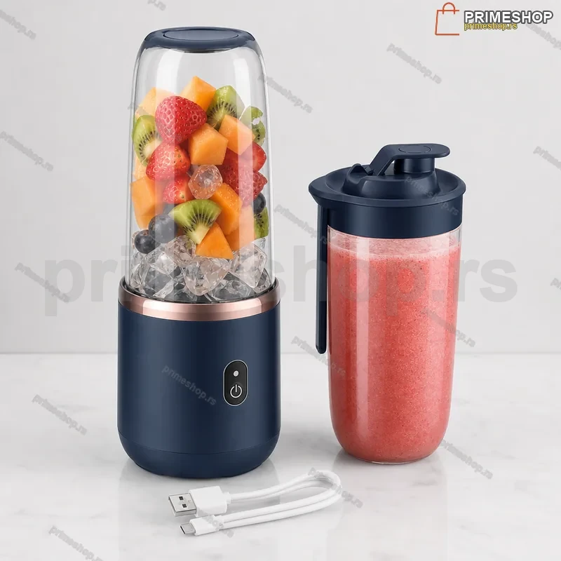 2 u 1 Prenosivi Blender Sokovnik na USB Punjenje — Svež Sok Bilo Gde prenosivi blender sokovnik - prednja strana