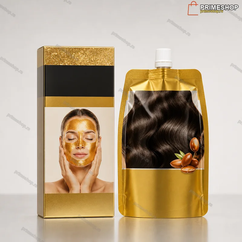 24K Gold Beauty Set – Zlatna Peel-Off Maska za Lice + Argan Keratin Maska za Kosu
