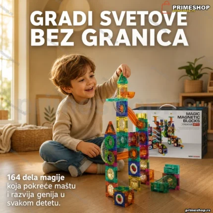3D magnetne kocke 164 dela — set za decu od 3 godine