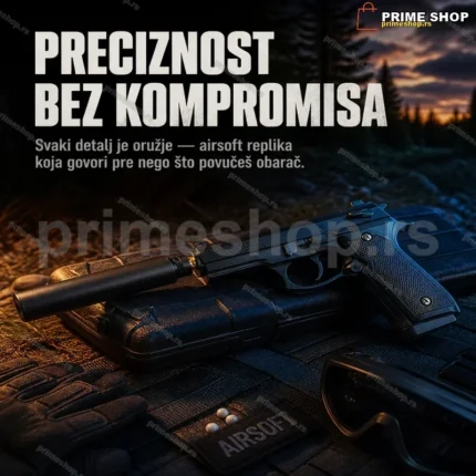 Airsoft pištolj C19 sa prigušivačem — metal i plastika