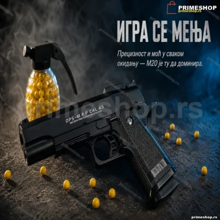 Airsoft pištolj M20 — metalno kućište, kuglice 6 mm