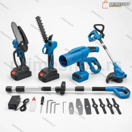 Aku Baštenski Set 5u1 – Makaze, Testera, Trimer, Duvač i Teleskop (20V)