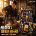 Aku bušilica 24V sa kompletnim setom alata u koferu i dve baterije