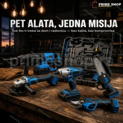Aku set alata 5 u 1 sa punjivim baterijama — kompletan set za dom i radionicu