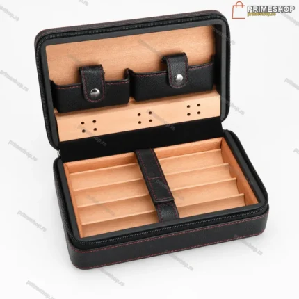 Cohiba Putni Kožni Humidor za Cigare – Crni, Sa Španskom Kedrovinom